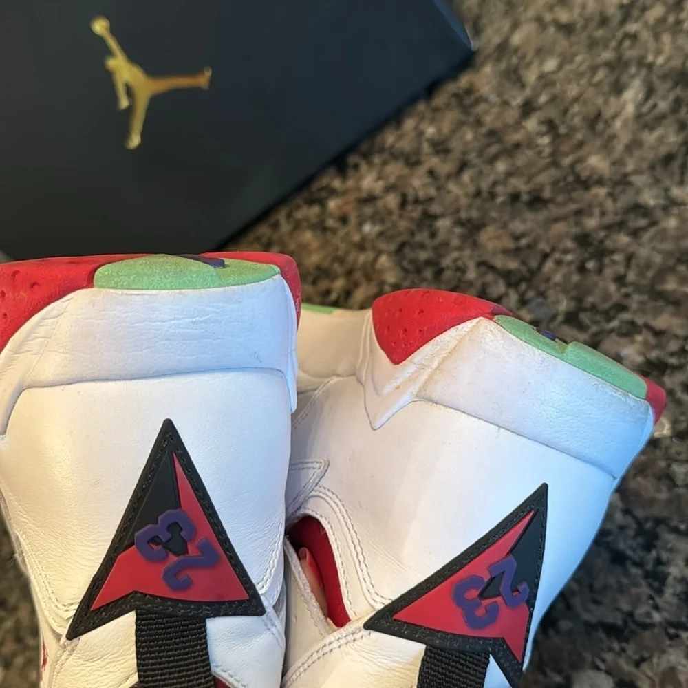 Air Jordan 7 Retro White and Red Sneakers EUC 10.5